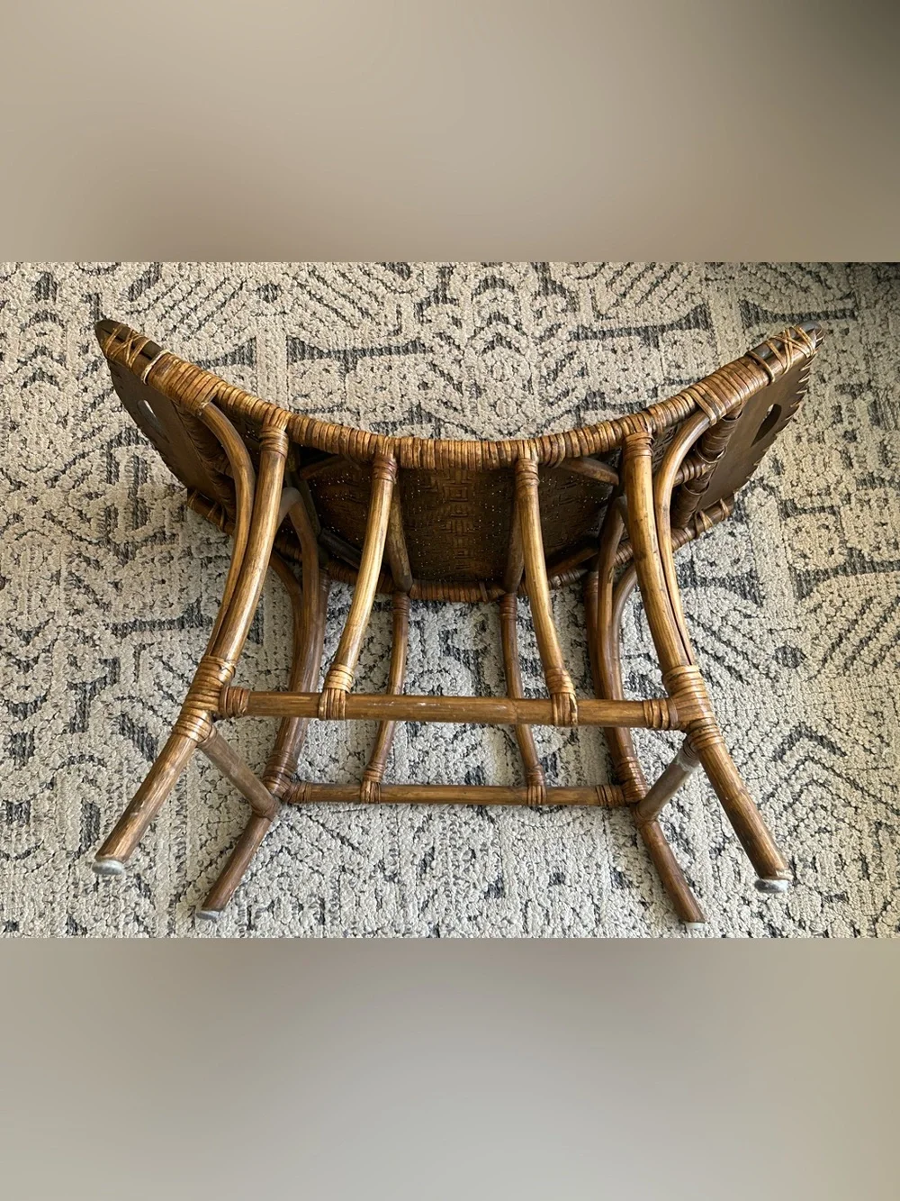 Vintage Woven Rattan Accent Bench - Brown